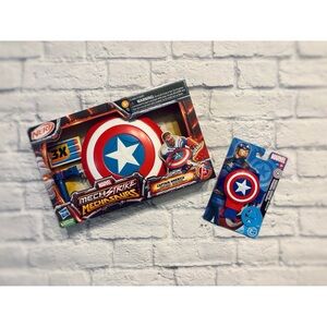 NIB Nerf Mech Strike Captain America redwing blaster shield + mini disk blaster